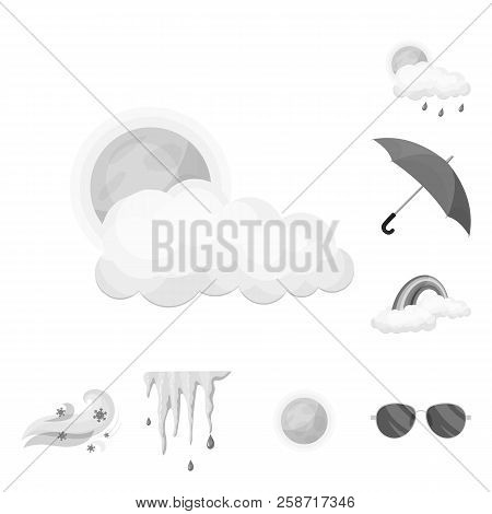 Vector Design Of Weather And Climate Sign. Set Of Weather And Cloud Vector Icon For Stock.