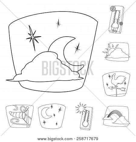Vector Design Of Weather And Climate Sign. Collection Of Weather And Cloud Vector Icon For Stock.
