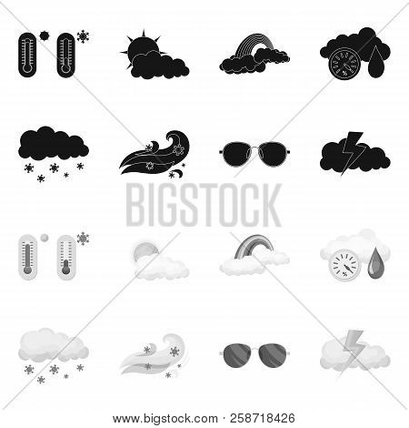 Vector Design Of Weather And Climate Symbol. Set Of Weather And Cloud Stock Vector Illustration.