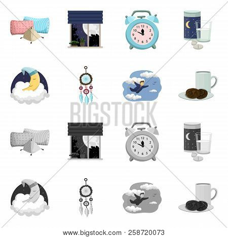 Vector Illustration Of Dreams And Night Symbol. Collection Of Dreams And Bedroom Vector Icon For Sto