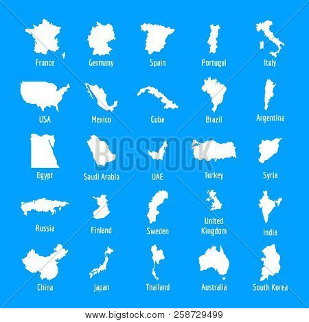 Country Map Icon Set. Simple Illustration Of 25 Country Map Vector Icons For Web Design