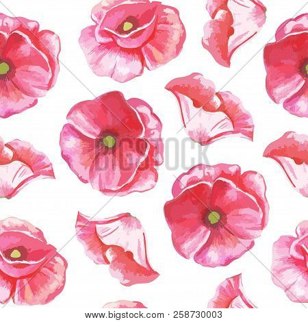 Vector Illustration Of A Seamless Pattern Of Flowers Of Tulips