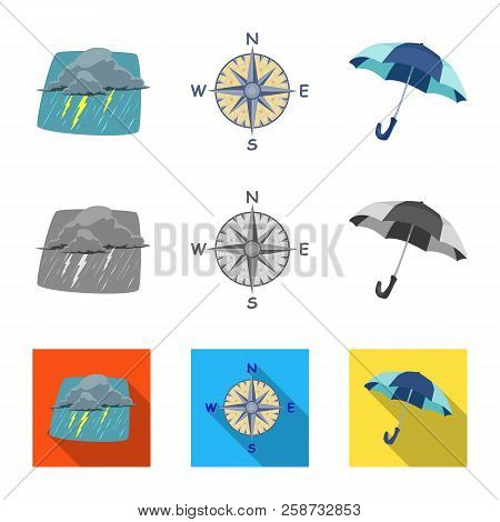 Isolated Object Of Weather And Climate Sign. Set Of Weather And Cloud Stock Vector Illustration.