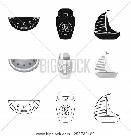 Vector Design Of Equipment And Swimming Sign. Collection Of Equipment And Activity Vector Icon For S