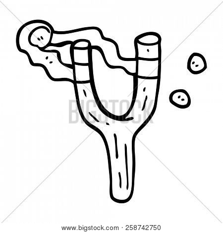line drawing cartoon catapult toy
