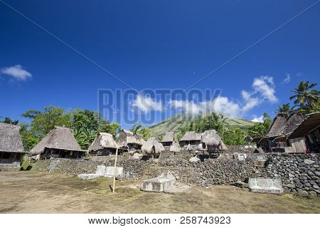 The Beautiful Village Of Luba In All Its Glory With Amazing Mount Inerie In The Background.
