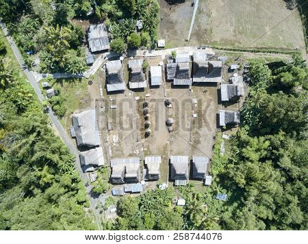 A Satellite Aerial View Of Luba Village In Flores, Indonesia.