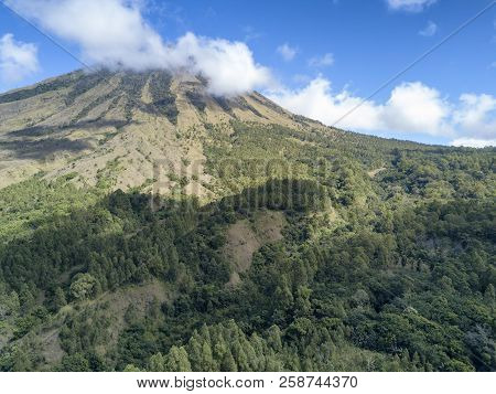 Aerial View Of The Volcano, Mount Inerie In Flores, Indonesia.