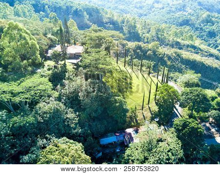 Bajawa, Indlonesia - May 21: Aerial View Of Of The Manulalu Guest House Near The Bena Traditional Vi