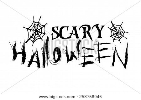 Scary Halloween Isolated Word Lettering With Web