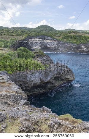 Rocky Coastline Near Broken Beach On Nusa Penida.