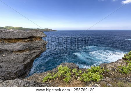 View From The Land Bridge Next To Broken Beach On Nusa Penida, Indonesia.