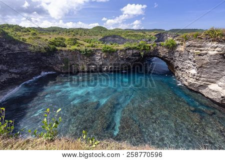 Amazing Colored Water At Broken Beach In Nusa Penida.