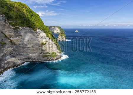 Rugged Tropical Coastline In Nusa Penida, Indonesia.