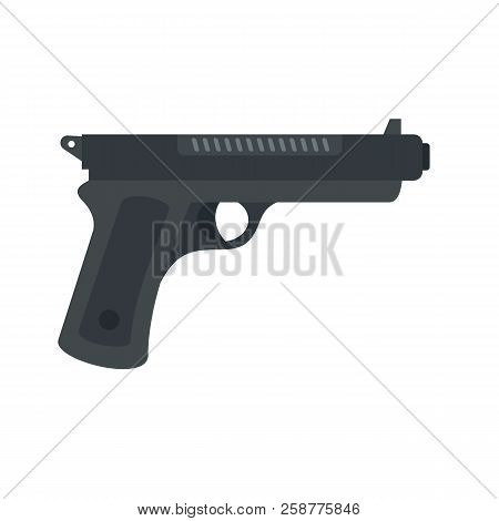 Gangster Pistol Icon. Flat Illustration Of Gangster Pistol Vector Icon For Web Design