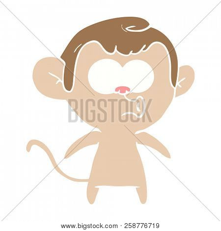 flat color style cartoon hooting monkey