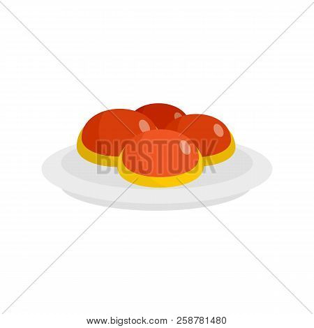 Sweet Jewish Bakery On Plate Icon. Flat Illustration Of Sweet Jewish Bakery On Plate Vector Icon For