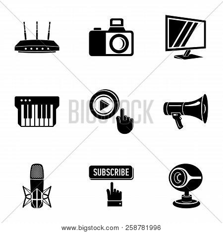 Blogger Icons Set. Simple Set Of 9 Blogger Vector Icons For Web Isolated On White Background