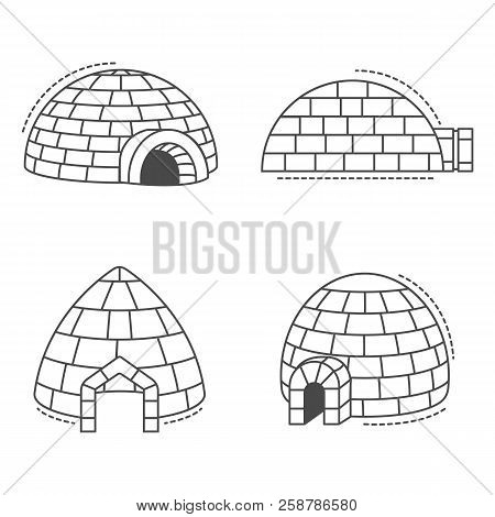 Igloo Eskimo Icon Set. Outline Set Of Igloo Eskimo Vector Icons For Web Design Isolated On White Bac