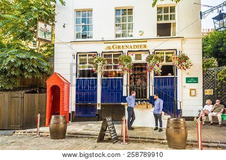 London. September 2018. A View Of The Grenedier Pub In Belgravia In London