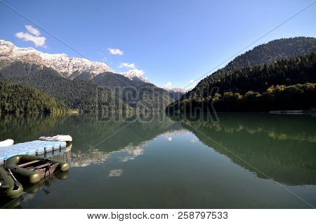 View Of The Mountain Lake Rizza, Abkhazia