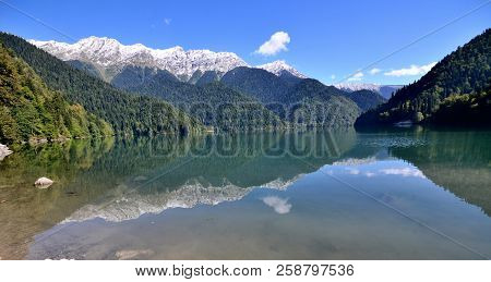 View Of The Mountain Lake Rizza, Abkhazia