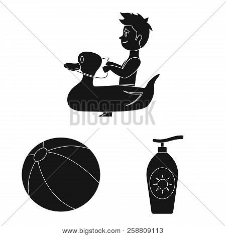 Vector Illustration Of Pool And Swimming Icon. Set Of Pool And Activity Vector Icon For Stock.