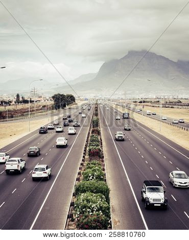 Topdown view of a highway  in Cape Town, South Africa