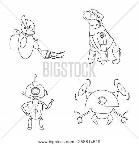 Isolated Object Of Robot And Factory Icon. Set Of Robot And Space Vector Icon For Stock.