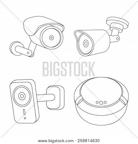 Isolated Object Of Cctv And Camera Logo. Collection Of Cctv And System Stock Symbol For Web.