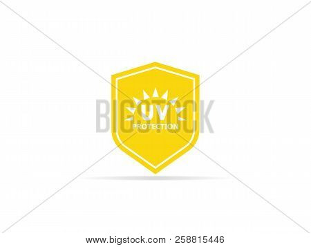 Uv Protection Icon, Anti Ultraviolet Radiation With Sun And Shield Logo Symbol. Vector Illustration.