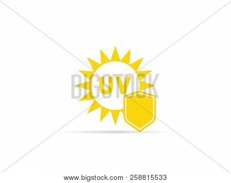 Uv Protection Icon, Anti Ultraviolet Radiation With Sun And Shield Logo Symbol. Vector Illustration.