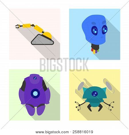 Vector Illustration Of Robot And Factory Symbol. Set Of Robot And Space Stock Vector Illustration.