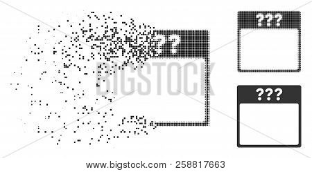 Unknown Calendar Page Icon In Dispersed, Dotted Halftone And Entire Variants. Cells Are Grouped Into