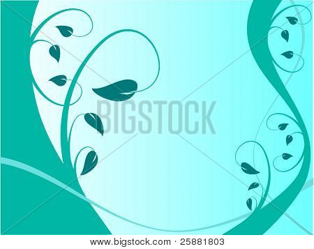 Un cian y verde azulado floral vector de fondo con un diseño floral sobre un fondo graduado cian claro
