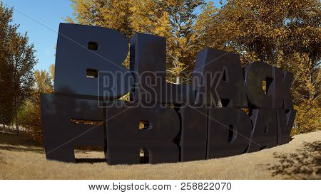 Black friday with autumn backgroun 3D rendering