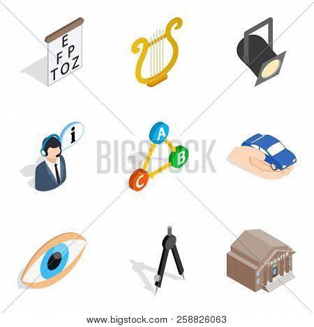 Labour Inspector Icons Set. Isometric Set Of 9 Labour Inspector Icons For Web Isolated On White Back