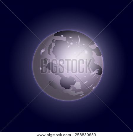 Vector Full Moon Illustration, Silver Moolight, Glowing Illustration.