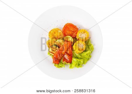 Vegetables Grilled Portion White Isolated View From Above