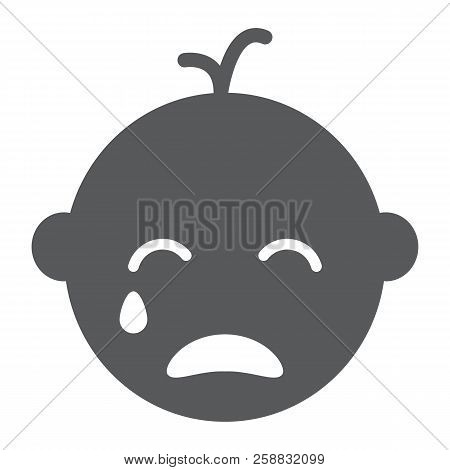 Baby Boy Cry Glyph Icon, Emotion And Child, Face Sign, Vector Graphics, A Solid Pattern On A White B