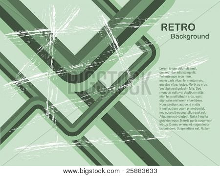 Un'illustrazione retrò sfondo vettoriale astratto nei toni del verde con camera per copia