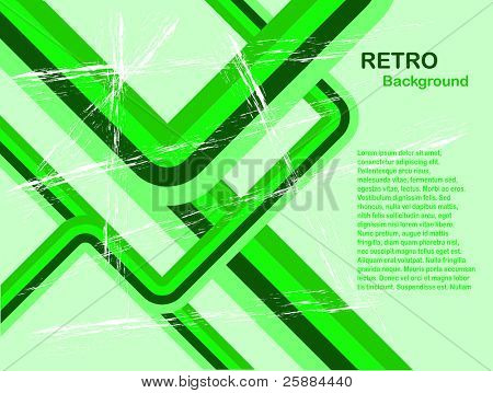 Un'illustrazione retrò sfondo vettoriale astratto nei toni del verde con camera per copia
