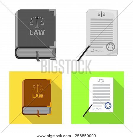 Vector Illustration Of Law And Lawyer Logo. Collection Of Law And Justice Vector Icon For Stock.