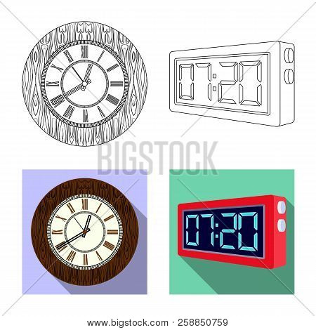 Vector Illustration Of Clock And Time Logo. Collection Of Clock And Circle Stock Vector Illustration
