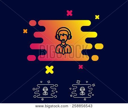 Shipping Support Line Icon. Delivery Manager Sign. Logistics Help Symbol. Gradient Banner With Line 