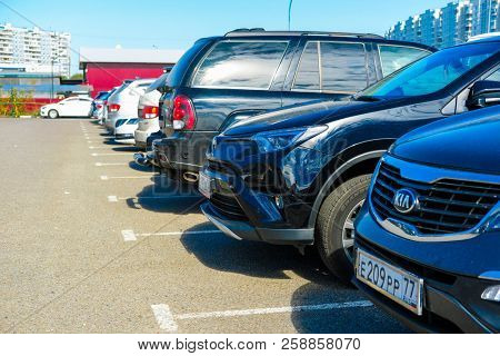 Moscow, Russia - September, 15, 2018: cars on the intercept parking near metro station Annino in Moscow 