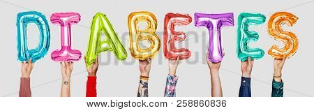 Hands showing diabates balloons word