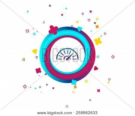 Tachometer Sign Icon. Revolution-counter Symbol. Car Speedometer Performance. Colorful Button With I