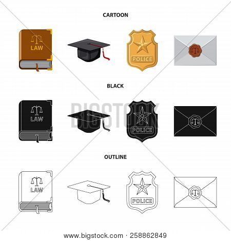 Vector Design Of Law And Lawyer Symbol. Set Of Law And Justice Stock Symbol For Web.
