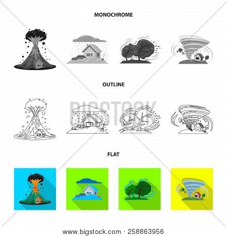 Vector Design Of Natural And Disaster Icon. Set Of Natural And Risk Stock Vector Illustration.